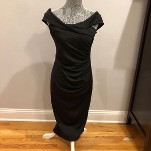 Black off the shoulder ruched dress